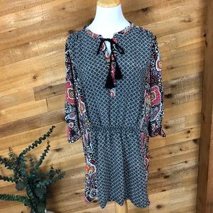 Tolani printed paisley silk boho tunic dress